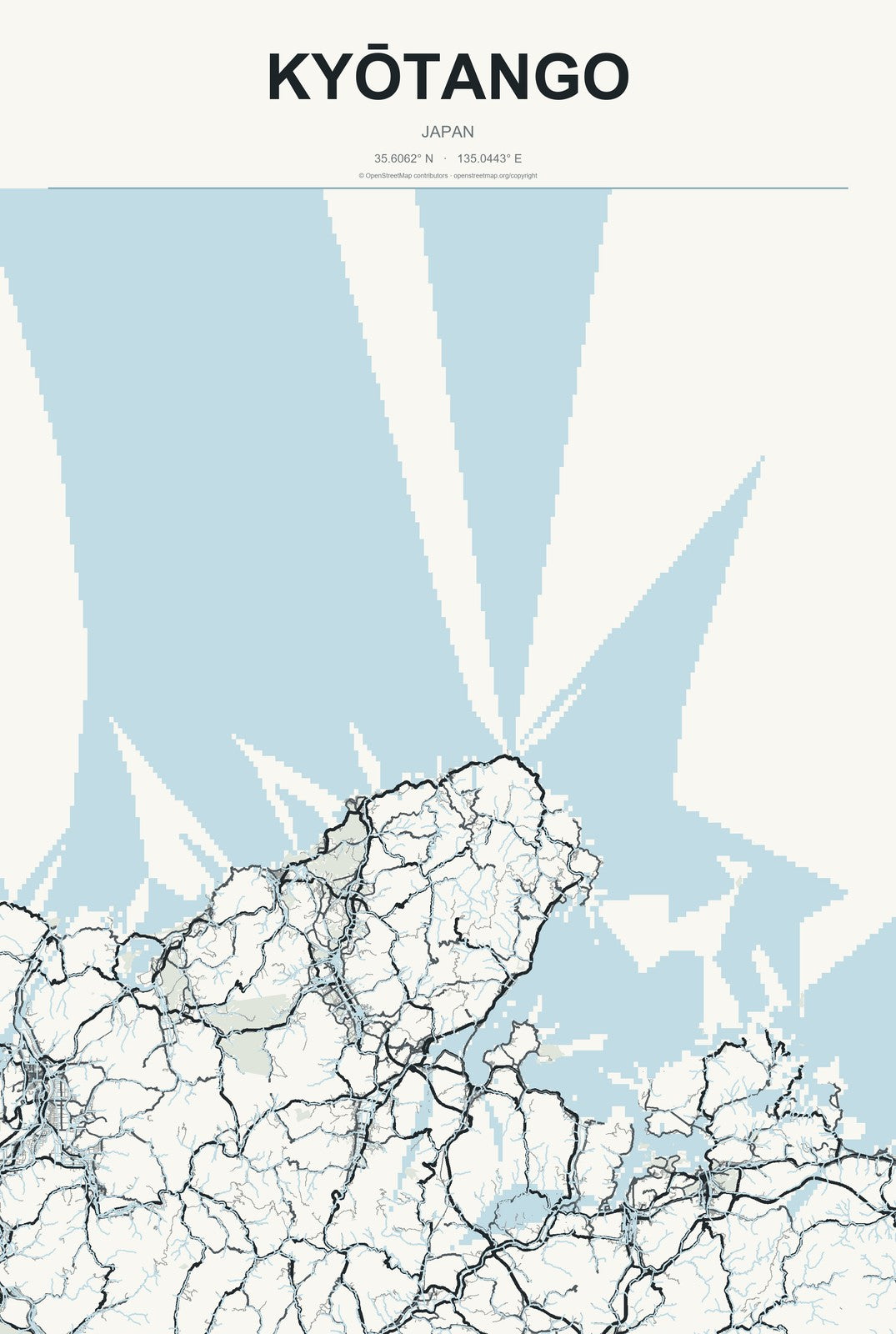 Kyōtango, Japan City Map Aluminum Sign in Headline Atlas style