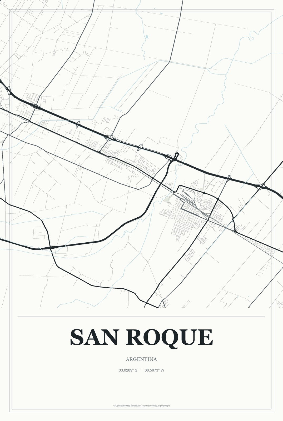 San Roque, Argentina City Map Aluminum Sign in Gallery Air style