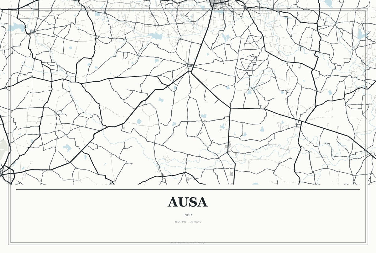 Ausa, India City Map Aluminum Sign in Gallery Air style
