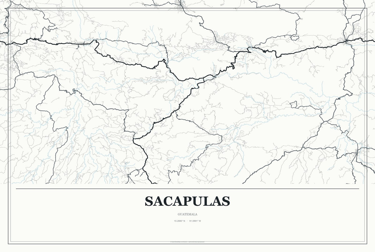 Sacapulas, Guatemala City Map Aluminum Sign in Gallery Air style