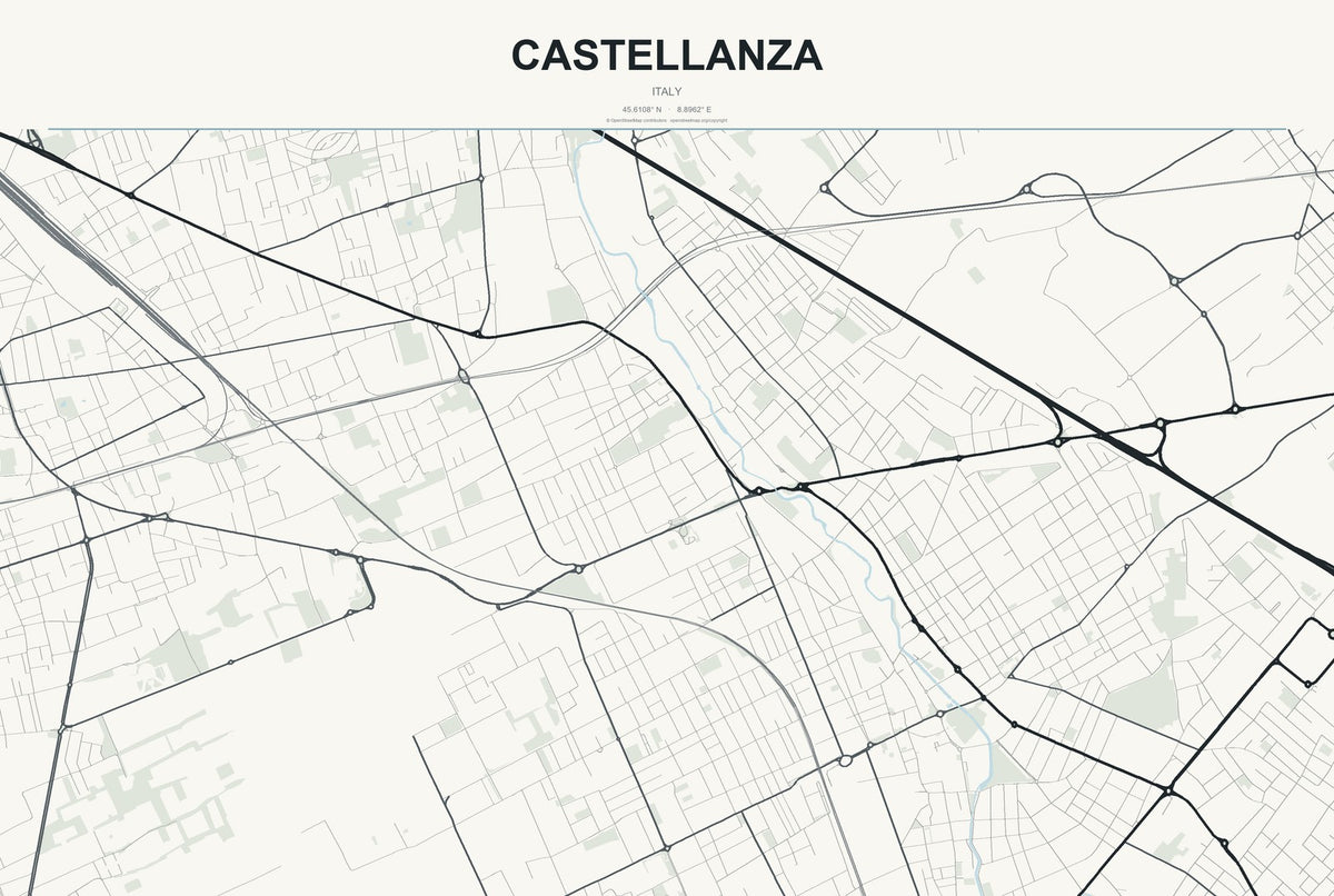 Castellanza, Italy City Map Aluminum Sign in Headline Atlas style