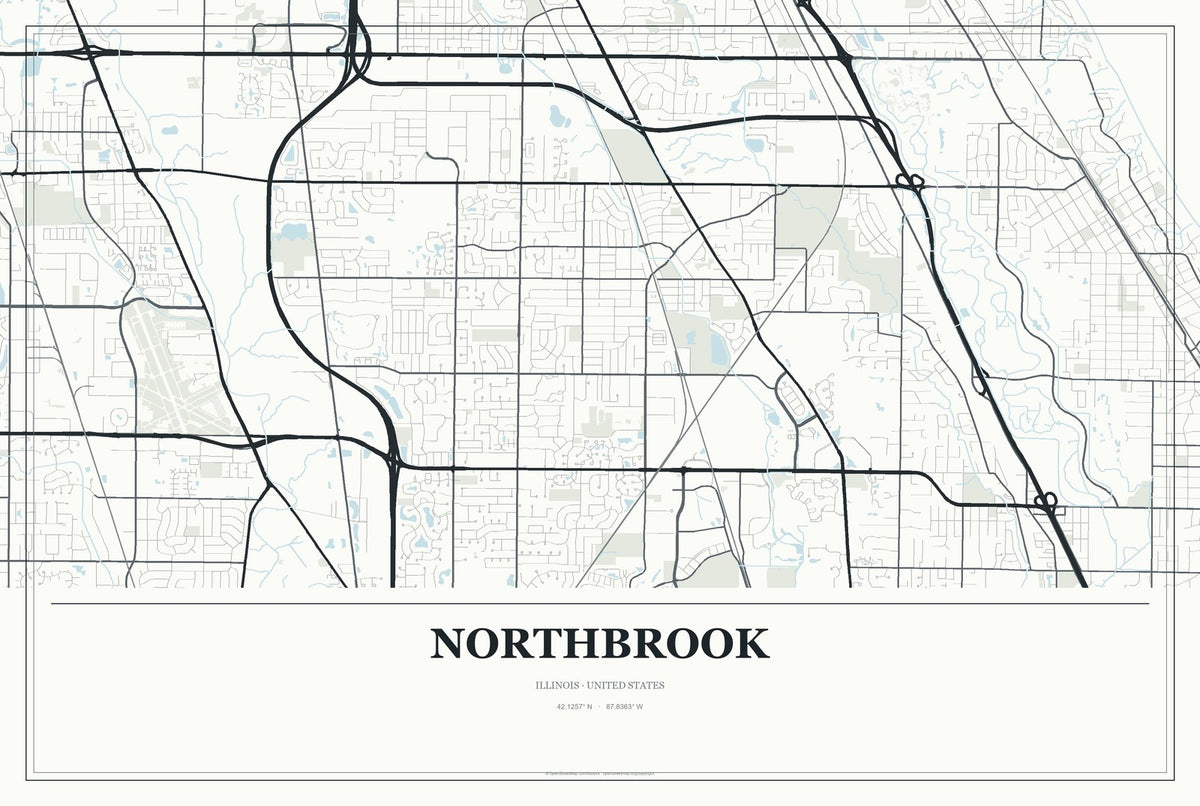 Northbrook, Illinois City Map Aluminum Sign in Gallery Air style