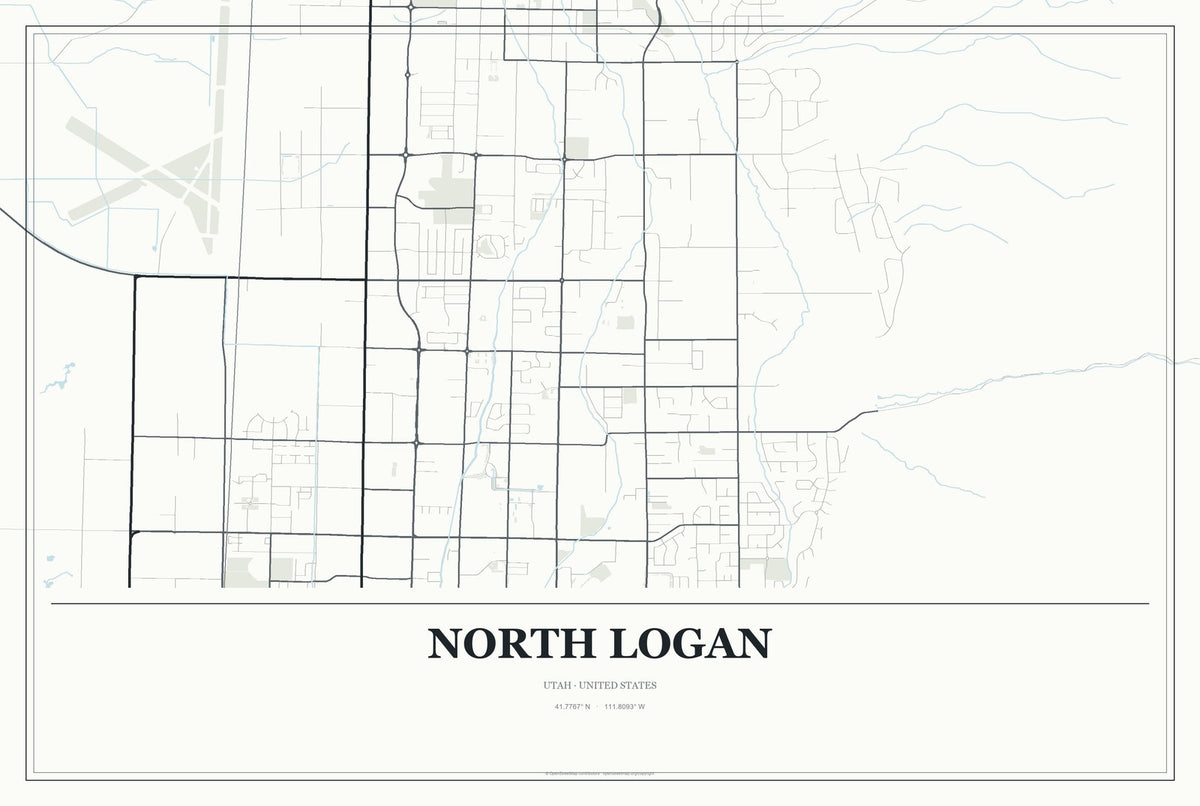 North Logan, Utah City Map Aluminum Sign in Gallery Air style