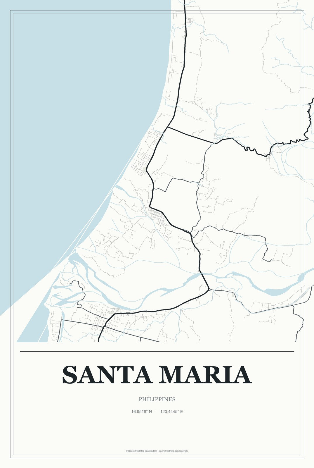 Santa Maria, Ilocos, Philippines City Map Aluminum Sign in Gallery Air style