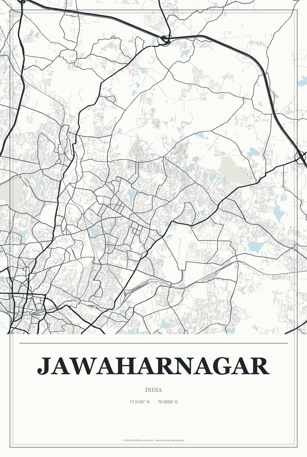 Jawaharnagar, India City Map Aluminum Sign in Gallery Air style