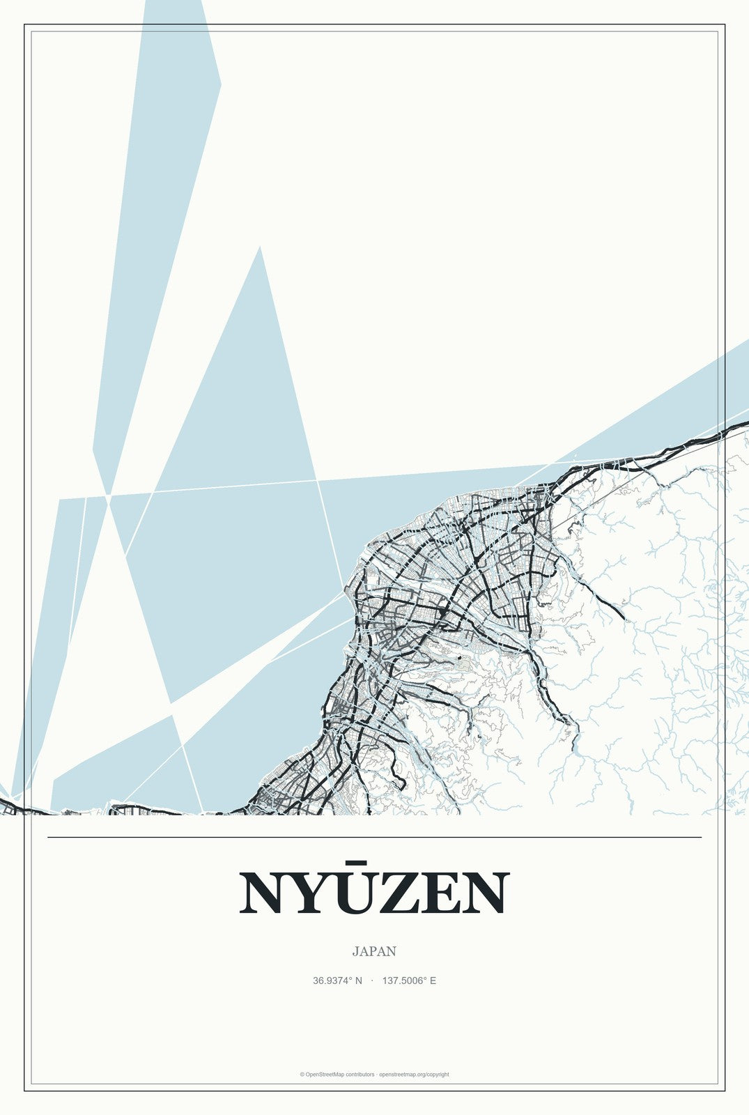 Nyūzen, Japan City Map Aluminum Sign in Gallery Air style