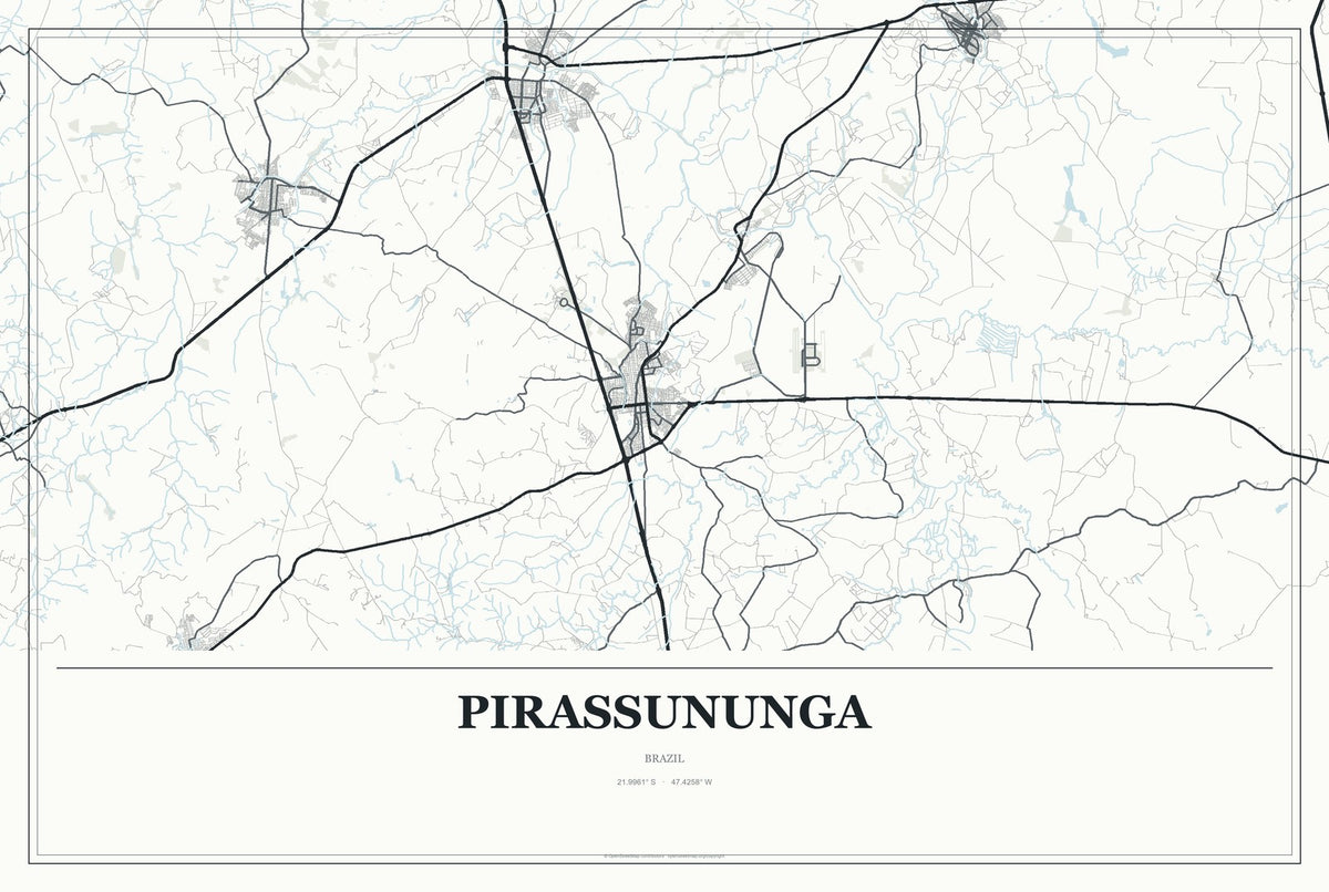 Pirassununga, Brazil City Map Aluminum Sign in Gallery Air style