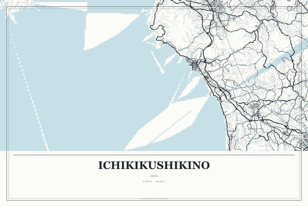 Ichikikushikino, Japan City Map Aluminum Sign in Gallery Air style