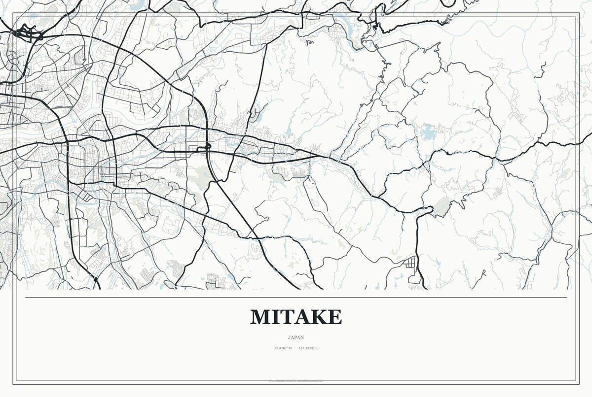 Mitake, Japan City Map Aluminum Sign in Gallery Air style