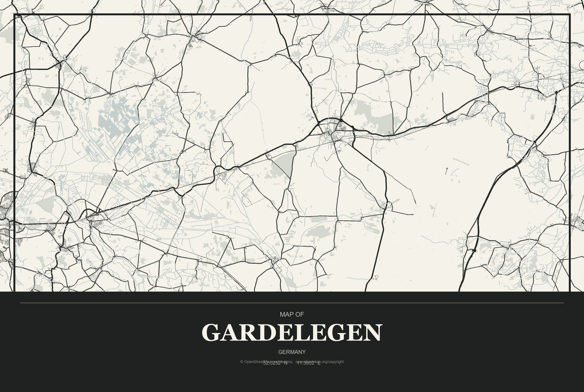 Gardelegen, Germany City Map Aluminum Sign in Museum Plaque style