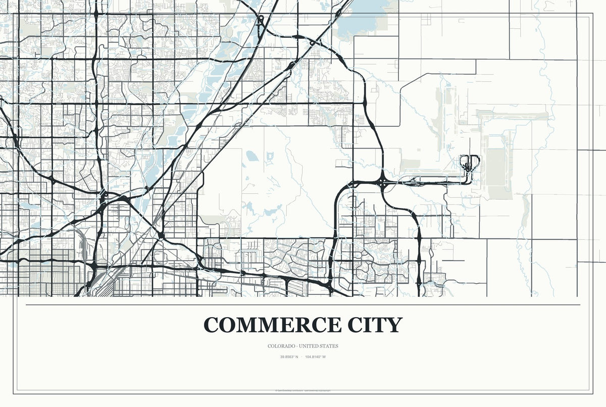 Commerce City, Colorado City Map Aluminum Sign in Gallery Air style