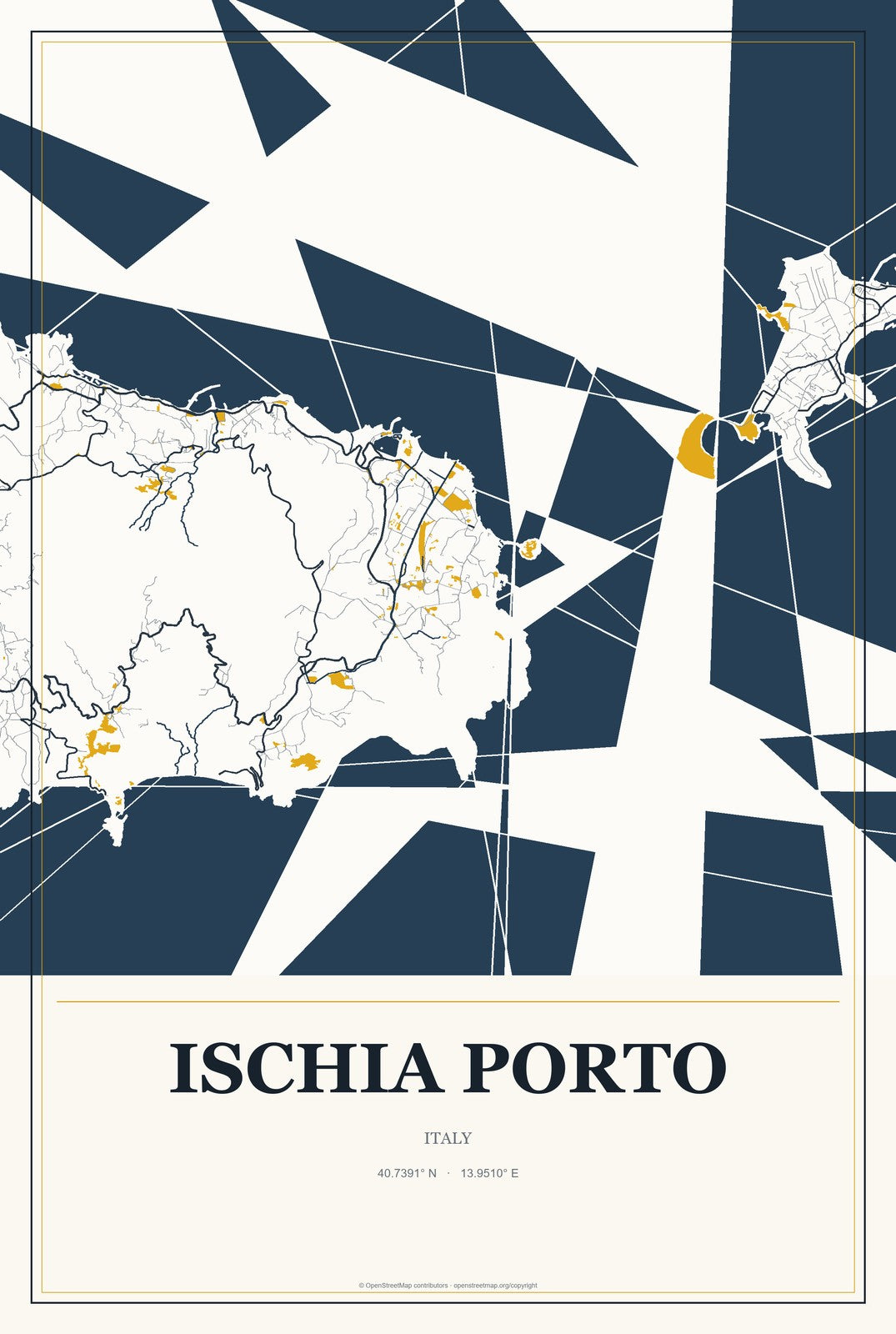 Ischia Porto, Italy City Map Aluminum Sign in Citrine Modern style