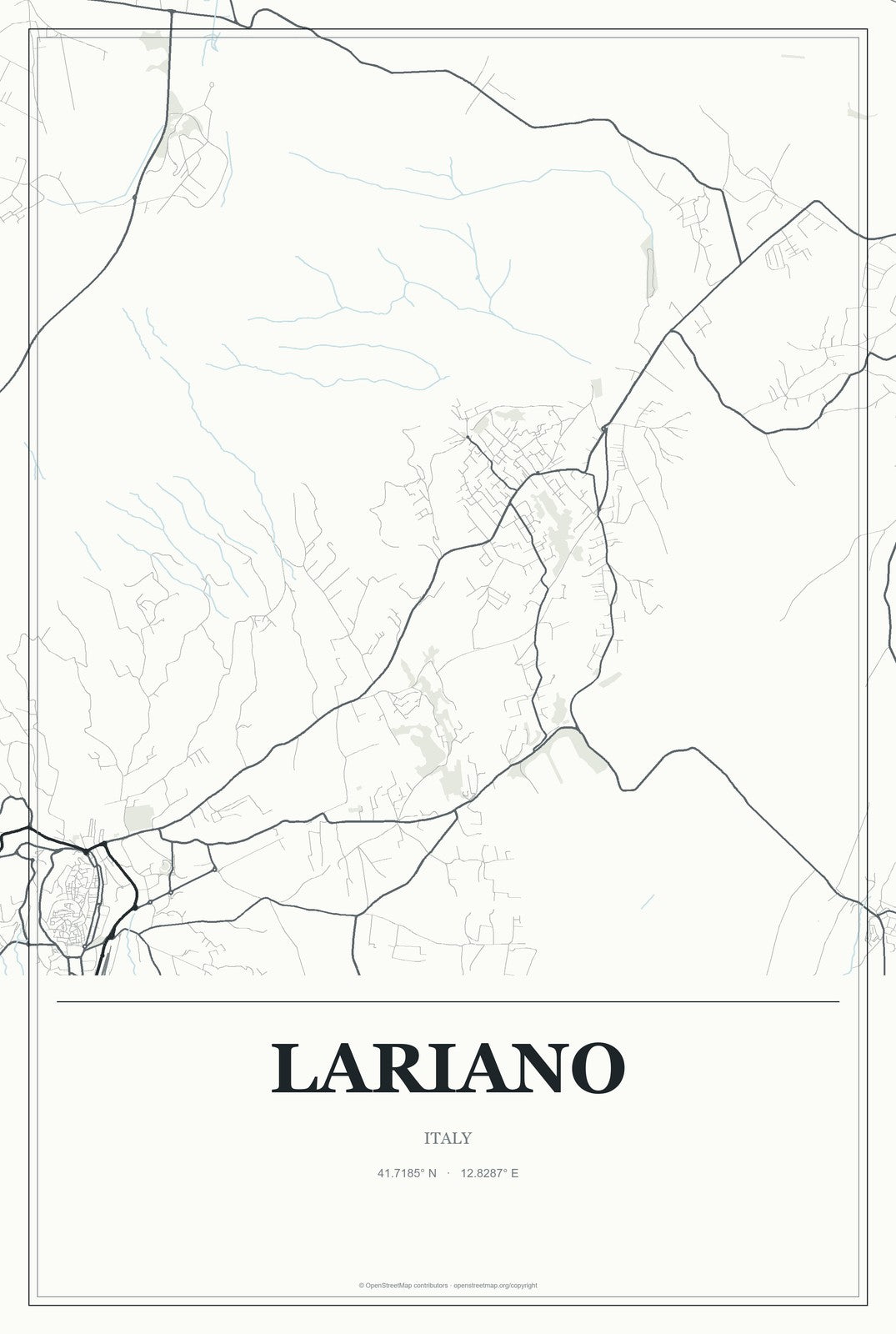 Lariano, Italy City Map Aluminum Sign in Gallery Air style