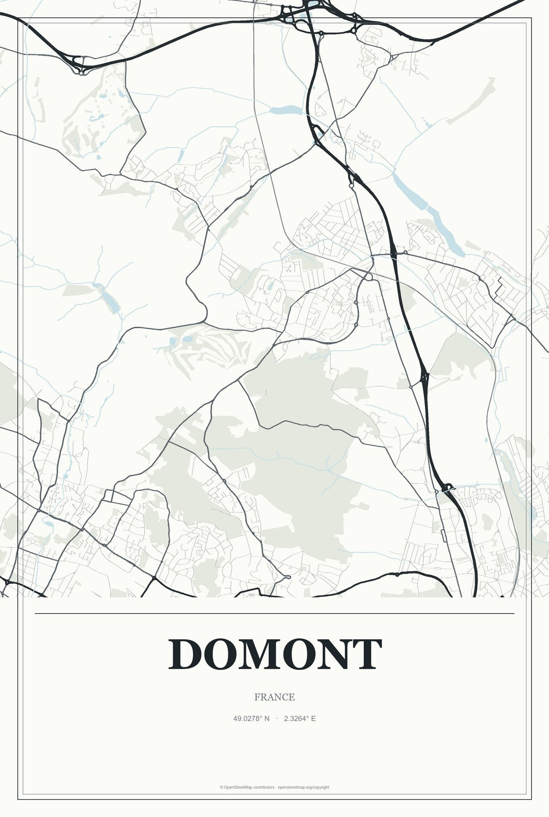 Domont, France City Map Aluminum Sign in Gallery Air style