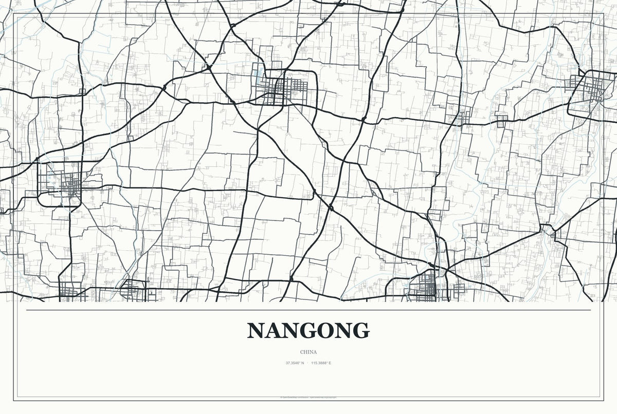 Nangong, China City Map Aluminum Sign in Gallery Air style