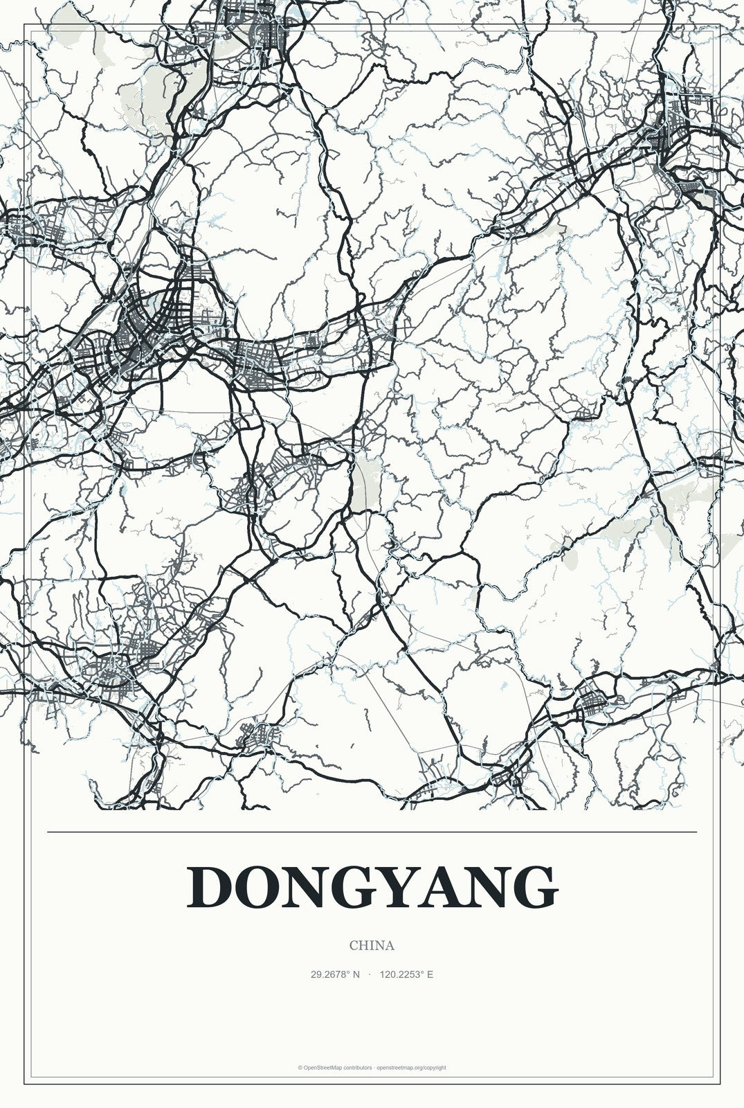 Dongyang, Chongqing, China City Map Aluminum Sign in Gallery Air style