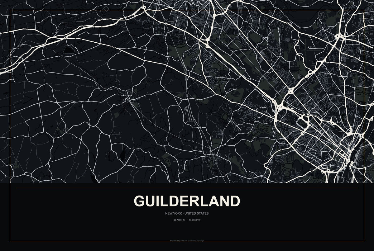 Guilderland, New York City Map Aluminum Sign in Metropolitan Noir style