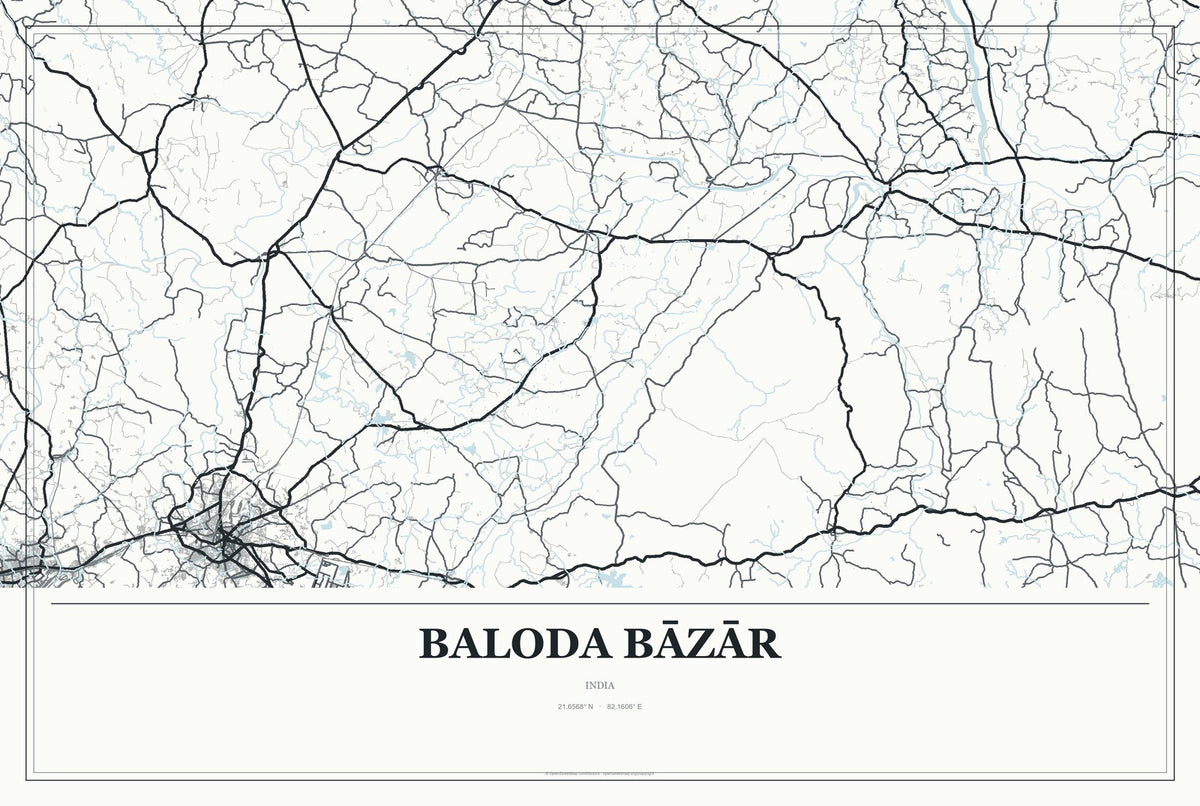 Baloda Bāzār, India City Map Aluminum Sign in Gallery Air style
