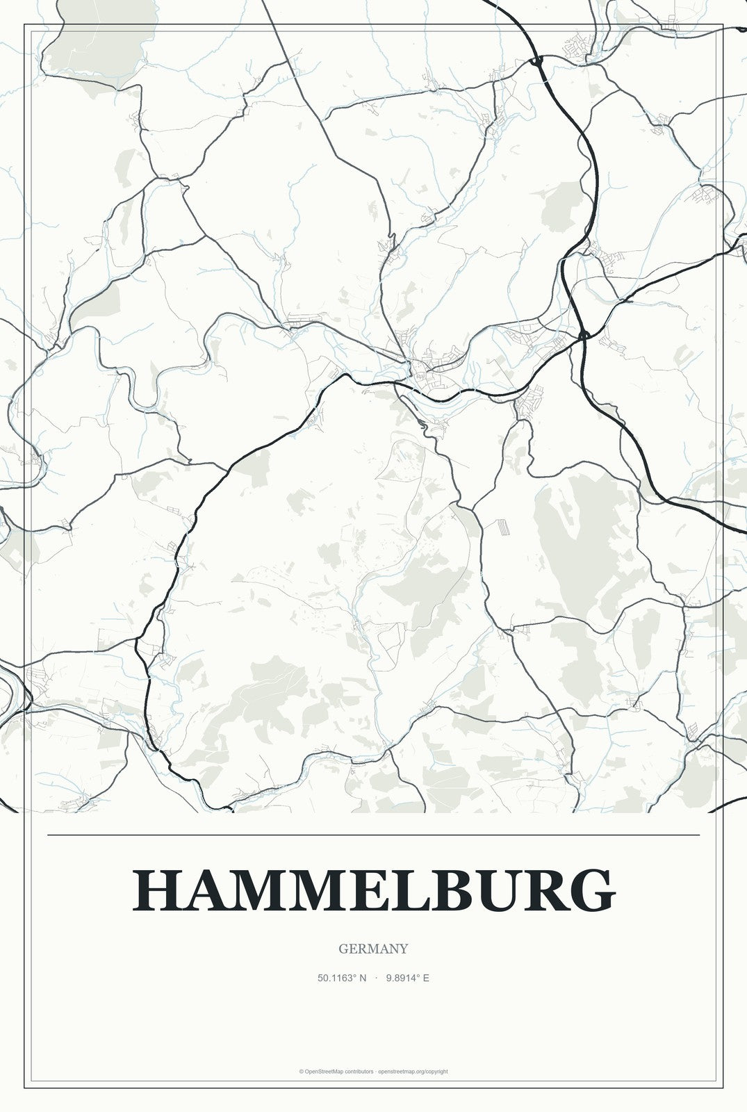 Hammelburg, Germany City Map Aluminum Sign in Gallery Air style