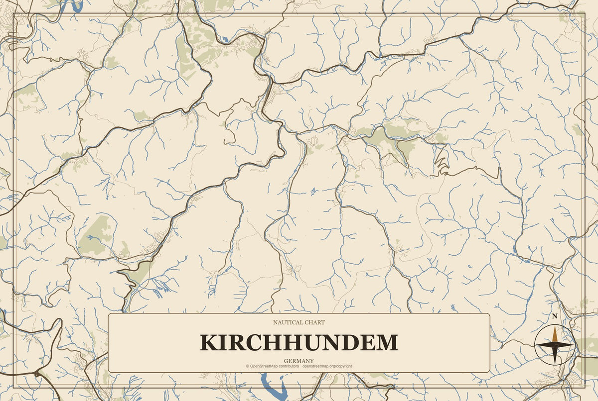 Kirchhundem, Germany City Map Aluminum Sign in Heritage Nautical style