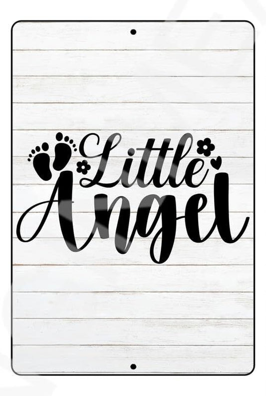 Little Angel Funny Baby's Room Or Nursery Sign Weatherproof Aluminum