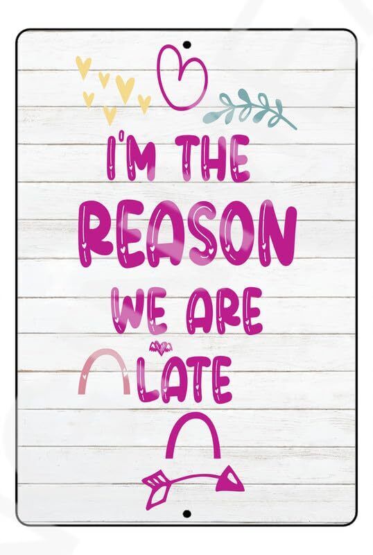 I'm The Reason We Are Late Funny Baby's Room Sign Weatherproof Aluminum