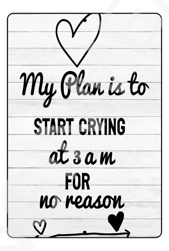 My Plan Is To Start Crying At 3am Baby's Room Sign Weatherproof Aluminum 8" x 12