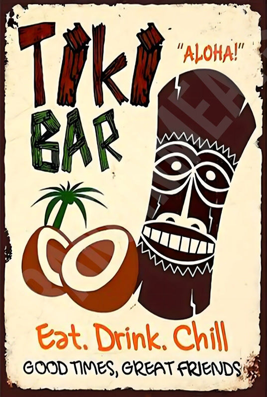 Tiki Bar V2 Funny Sign  Aluminum Metal Sign