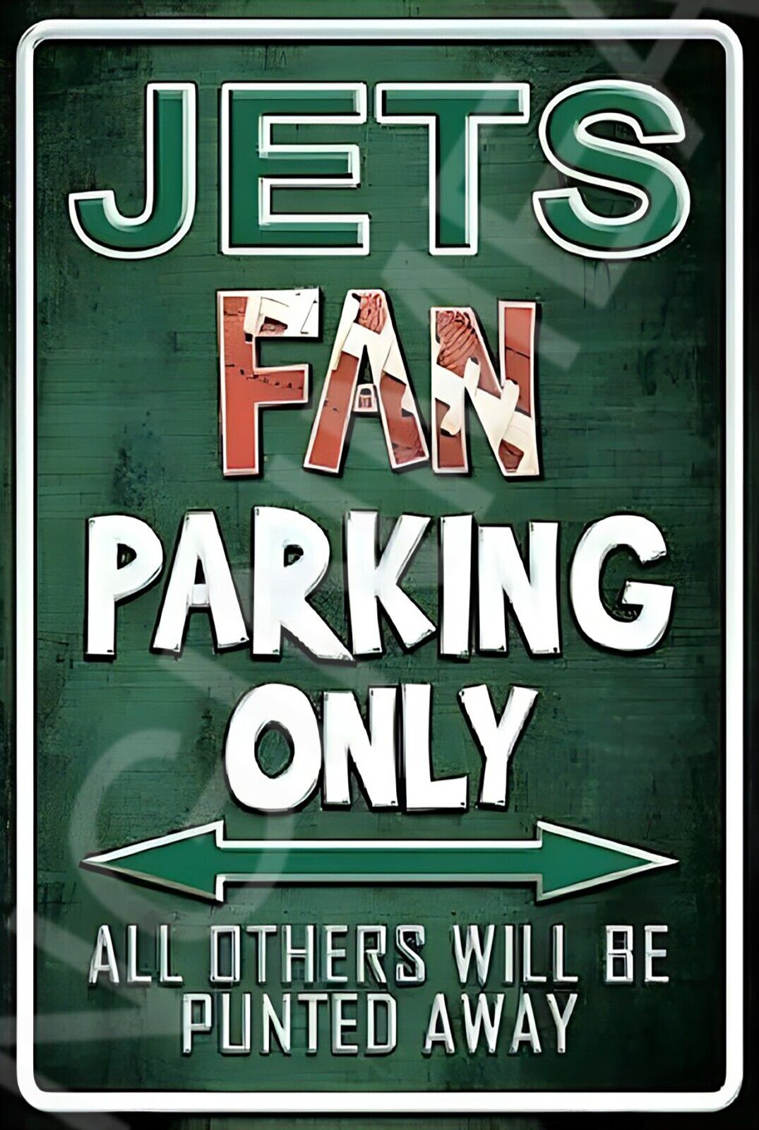 Jets Fan Parking Only Funny Sign Weatherproof Aluminum 8"x12"