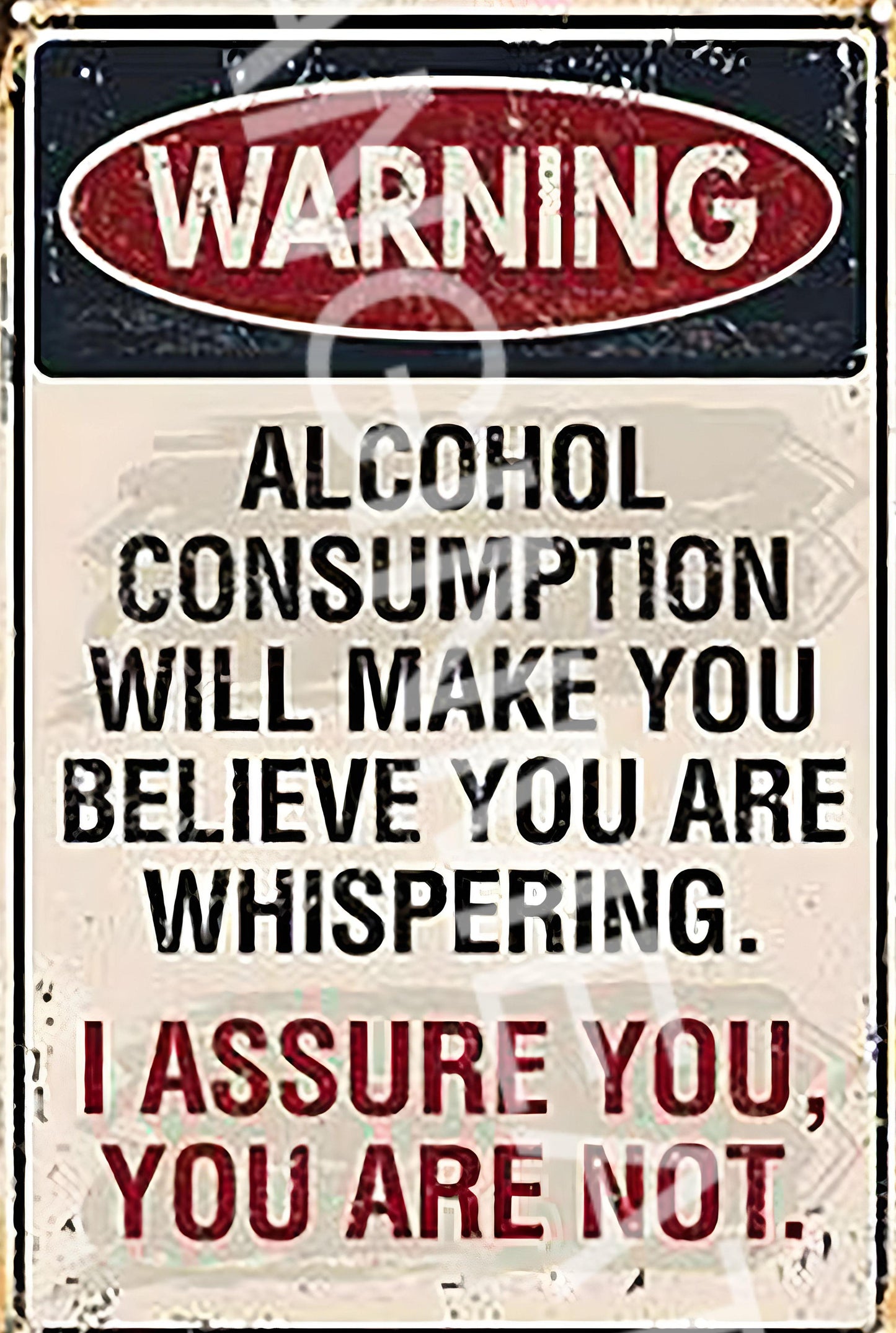 Alcohol Makes You Whisper Funny  Aluminum Metal Sign