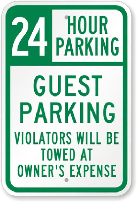 24 Hour Guest Parking Aluminum Weatherproof  Sign p00068