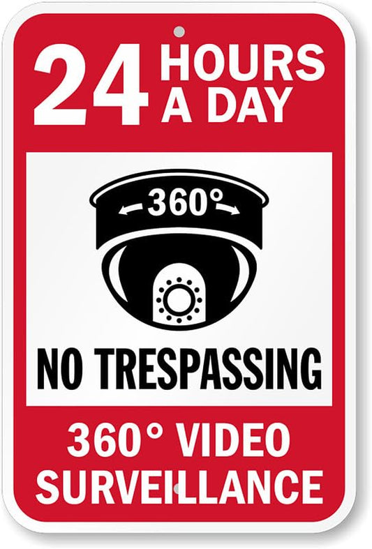 24 Hours A Day No Trespassing Aluminum Weatherproof  Sign p00074