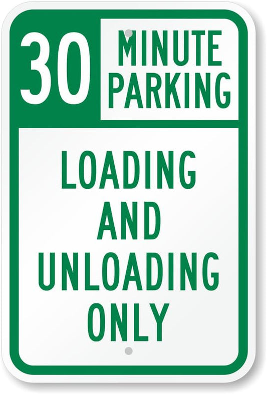 30 Minute Parking Aluminum Weatherproof  Sign p00085