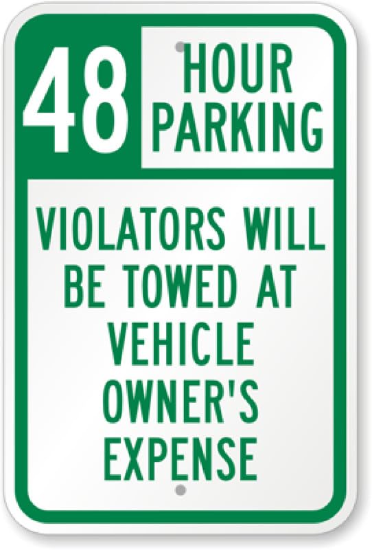 48 Hour Parking Aluminum Weatherproof  Sign p00089