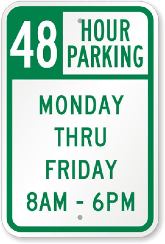 48 Hour Parking Aluminum Weatherproof  Sign p00090