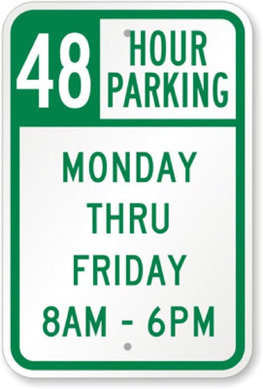 48 Hour Parking Aluminum Weatherproof  Sign p00090