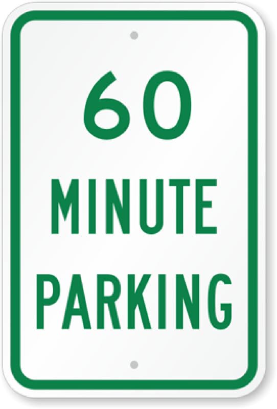 60 Minute Parking Aluminum Weatherproof  Sign p00095