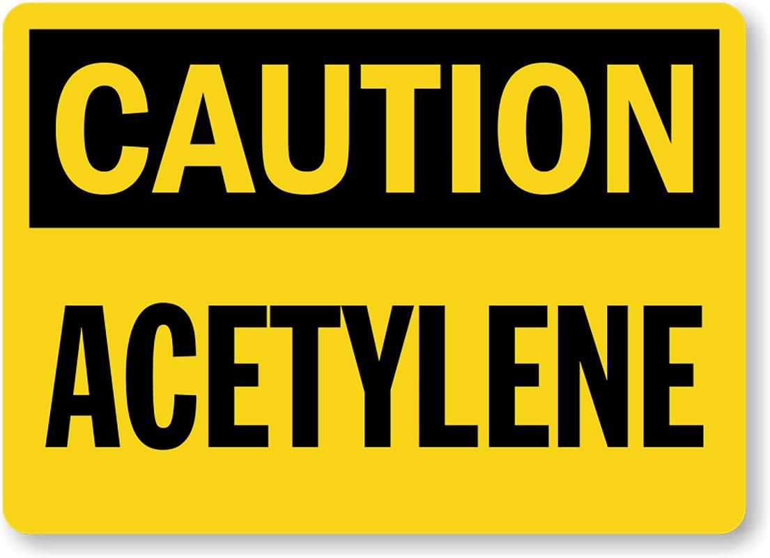 Acetylene Caution Aluminum Weatherproof  Sign p00190