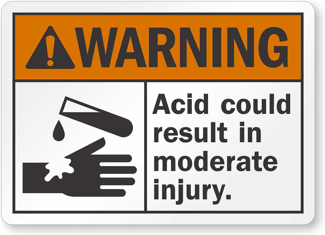 Acid Could Result In Moderate Injury Ansi Warning Aluminum Weatherproof  Sign p00205