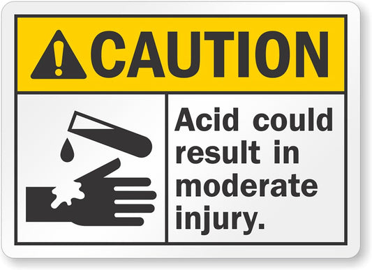 Acid Could Result In Moderate Injury Ansi Caution Aluminum Weatherproof  Sign p00204