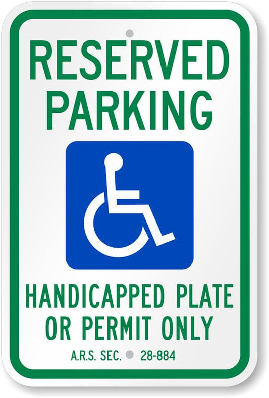 Ada Handicap Reserved Parking Aluminum Weatherproof  Sign p00262