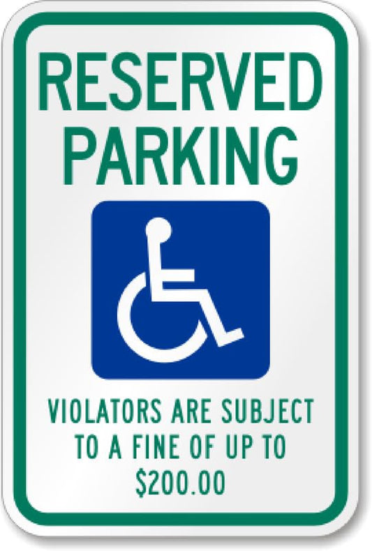 Ada Handicap Reserved Parking Aluminum Weatherproof  Sign p00265