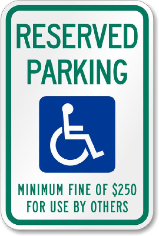 Ada Reserved Parking Aluminum Weatherproof  Sign p00267