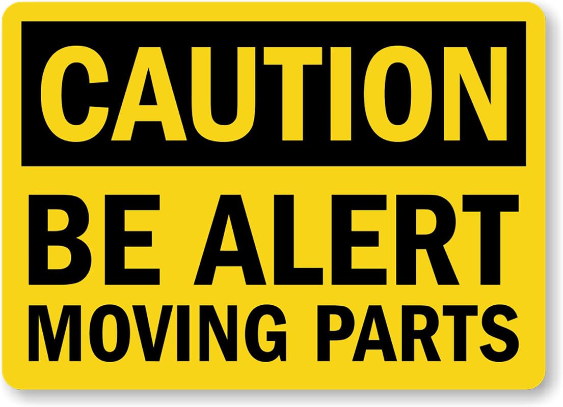 Alert Moving Parts Caution Aluminum Weatherproof  Sign p00343