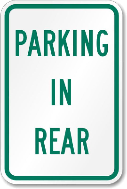 Aluminum Rear Parking Aluminum Weatherproof  Sign p00424