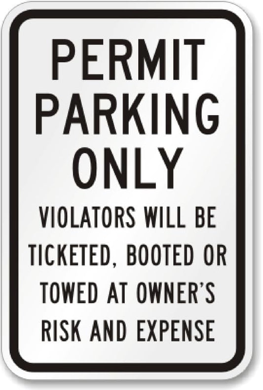 Auto Boot Parking Permit Aluminum Weatherproof  Sign p00546