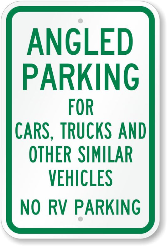 Angled Parking No Rv Parking Aluminum Weatherproof  Sign p00614