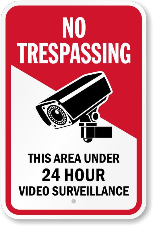 Area Under Video Surveillance No Trespassing Aluminum Weatherproof  Sign p00675