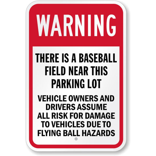 Baseball Warning Aluminum Weatherproof Sign p1081