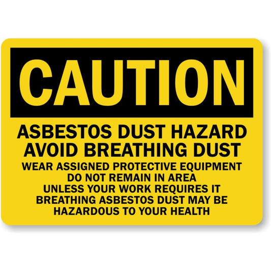 Asbestos Dust Hazard Caution Aluminum Weatherproof Sign p729